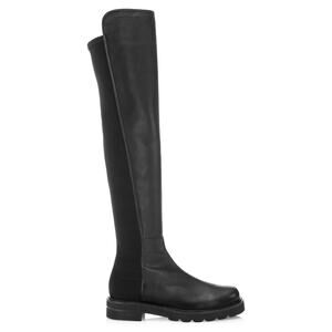 Stuart Weitzman 'Lift' Black Leather Over-The-Knee Combat Boots Size 8